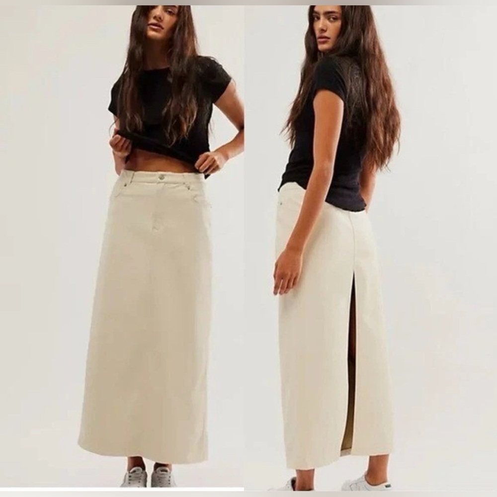 Free People City Slicker Vegan Leather Maxi Skirt size 10